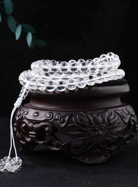 东海县天然白水晶108颗素珠佛珠手串 情侣款多圈念珠手链饰品配件