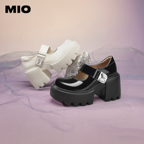 张婧仪同款MIO米奥洛丽塔高跟单鞋蝴蝶跟高9cm浅口玛丽珍鞋女 - 图0