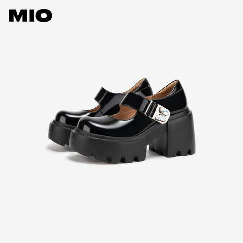 张婧仪同款MIO米奥洛丽塔高跟单鞋蝴蝶跟高9cm浅口玛丽珍鞋女 - 图1