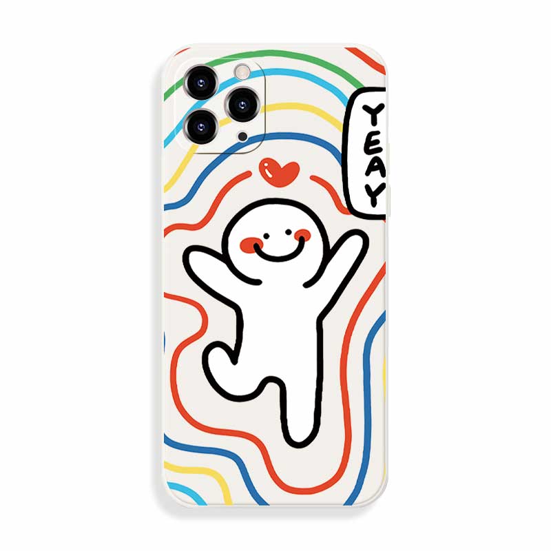 一起快乐~简约线条情侣适用华为mate50小米13iPhone14/13pro可爱vivoS15手机壳