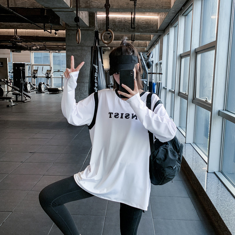 显瘦健身服女大码T恤运动服瑜伽上衣宽松速干晨跑步字母遮臀罩衫,淘宝优惠券,粉丝福利购,淘宝优惠卷