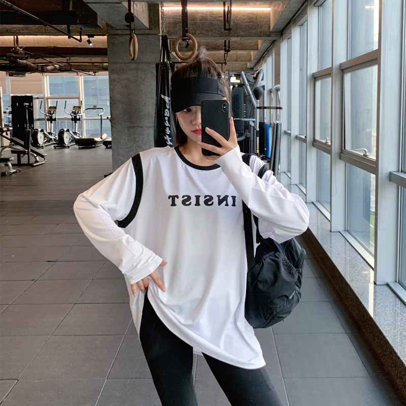 显瘦健身服女大码T恤运动服瑜伽上衣宽松速干晨跑步字母遮臀罩衫,淘宝优惠券,粉丝福利购,淘宝优惠卷