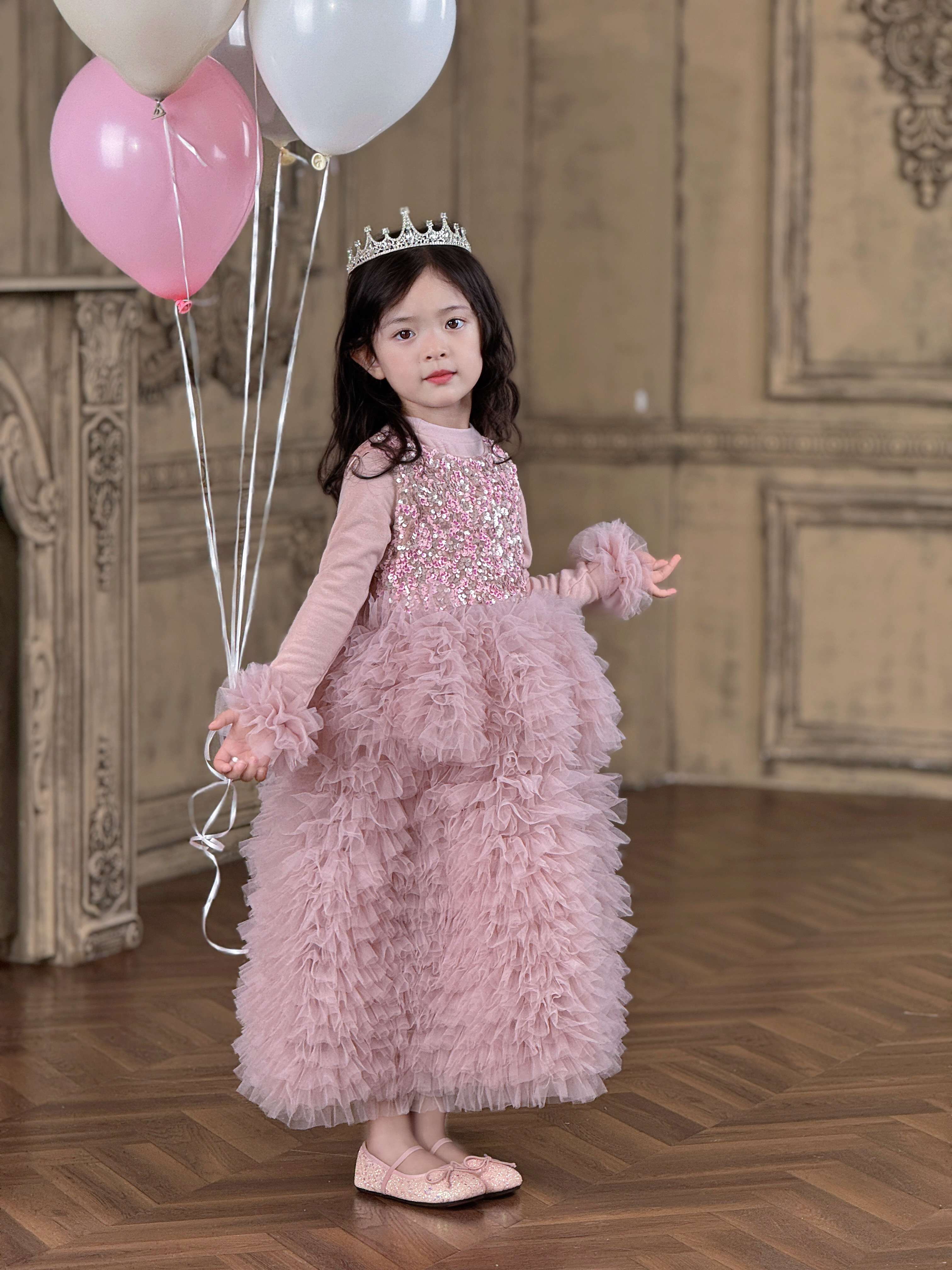 Domikids女童连衣裙2025新款儿童生日粉色蓬蓬裙小女孩礼服公主裙,淘宝优惠券,粉丝福利购,淘宝优惠卷