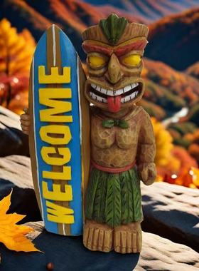 跨境亚马逊图腾手工户外冲浪板款花园装饰玛雅部落人树脂摆件