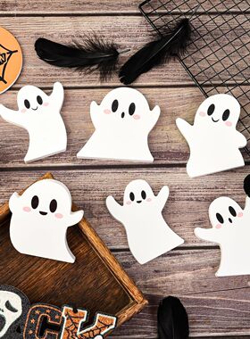 亚马逊热销万圣节创意可爱幽灵分层托盘装饰幽灵桌面装饰木质摆件