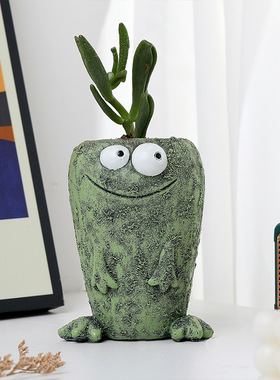 解压青蛙表情树脂工艺品创意搞怪青蛙款表情多肉家居庭院花盆摆件
