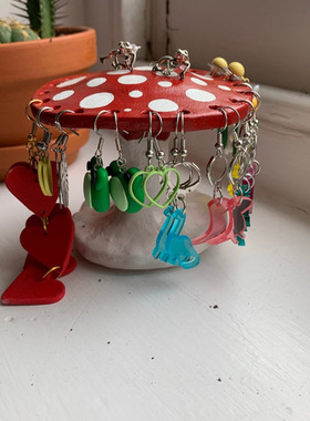 耳环桌面蘑菇树脂独立站新款