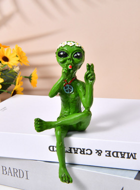 RESIN Statue跨境树脂外星人UFO户外侏儒花园雕像摆件小矮人 装饰