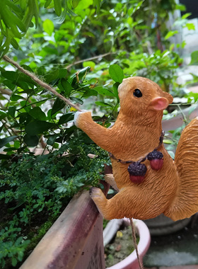 跨境爆款攀爬小猴子小松鼠花盆挂件阳台庭院花园户外园林装饰摆件