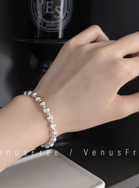 各个角度闪2选超亮猫眼工艺925纯银珠珠球银豆豆手链银饰日常简约