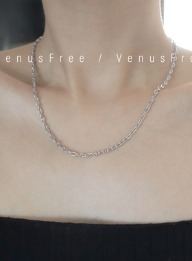 可拆卸通体925纯银韩国进口大异形爱心吊坠猪鼻子链条项链裸链