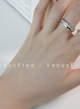 925纯银简约冷淡风异形闪钻戒指