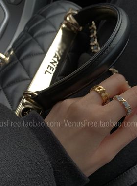 牛货金色麻花单排纯银简约风戒指