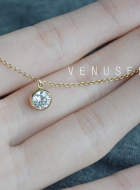 ins美国进口14K注金钻裸钻项链