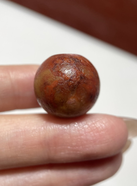 战国红老红缟玛瑙大尺寸圆珠17.5mm 配珠老珠单珠顶珠锁骨链17