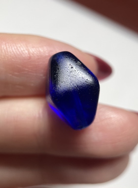 糖果色系润透宝石蓝老琉璃多棱小勒子15.3mm 配珠配饰diy老珠2179