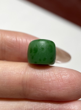 老青蛙皮点翠绿琉璃桶珠10.5mm多宝配珠配饰散珠配件文玩饰品1563