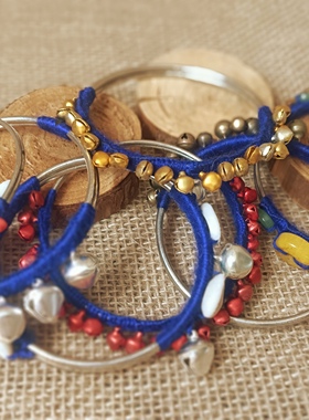 谜篱原创小众特色民族风设计纯手工缠线铃铛手镯