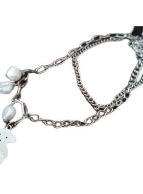 谜篱原创精品ins风小熊双层巴洛克珍珠项链