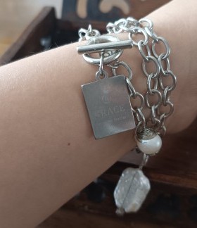 谜篱原创精品ins风字牌巴洛克珍珠手链项链D1W2.05