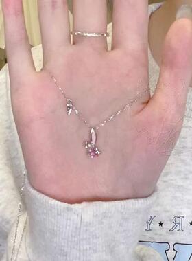 小众兔年钻锁骨粉ins女少女轻奢胡萝卜甜美链本命年项链兔子