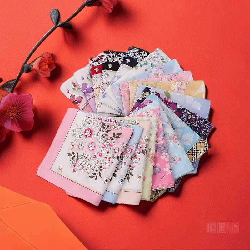 淑女时尚纯棉印花手帕全棉女士薄款手绢高品质柔软吸汗擦汗环保 - 图0