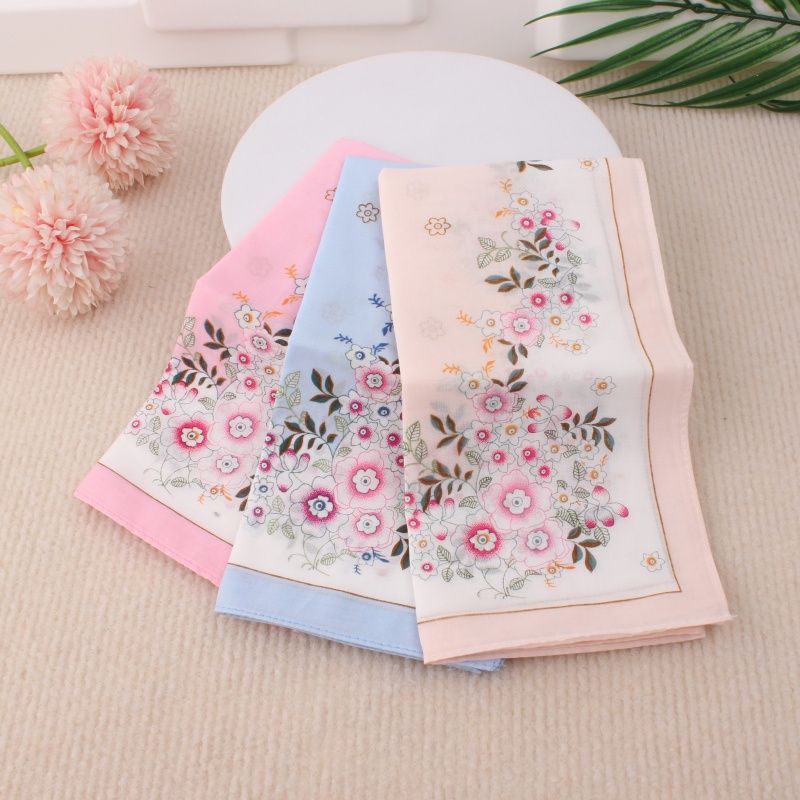 淑女时尚纯棉印花手帕全棉女士薄款手绢高品质柔软吸汗擦汗环保 - 图3