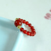 Zhenqiaoge red agate 18K gold bead ring