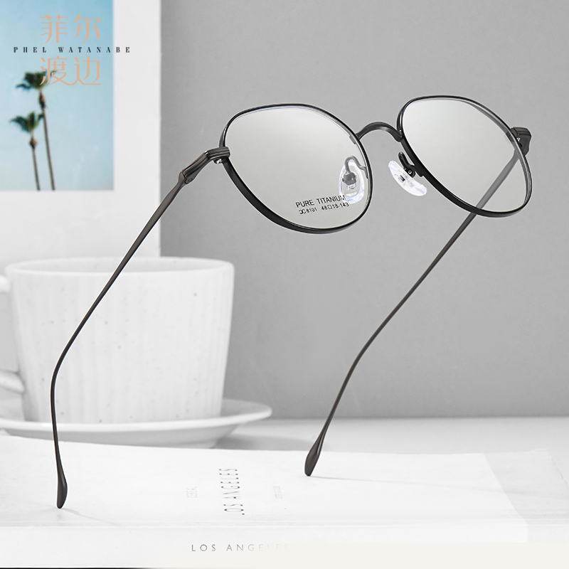 超轻钛圆框精致复古小框高度数显薄韩版近视镜框眼镜架男女C8101 - 图2