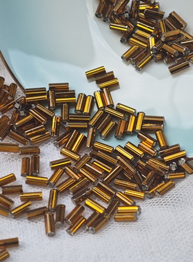 2*4.5mm灌银咖啡管珠手工DIY手链法绣发簪服装礼服串珠材