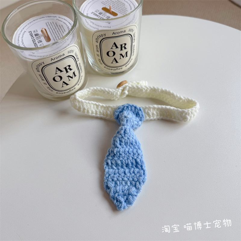 Purely handmade crocheted scarf, collar, accessories, pet cat and dog saliva towel, cute bow tie, hat collar