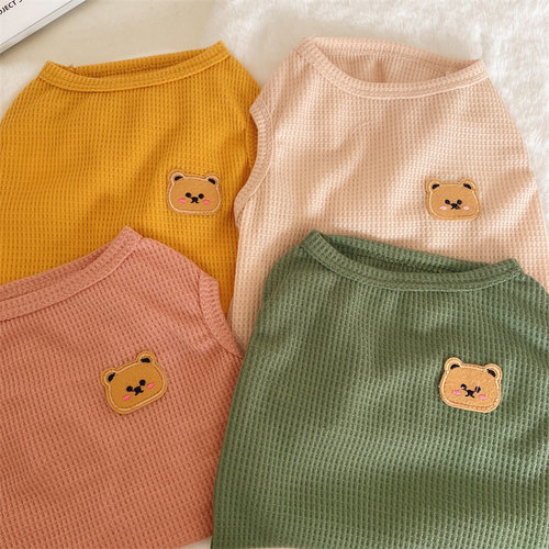 潇洒小熊华夫格猫咪背心春夏透气防掉毛宠物上衣比熊泰迪狗狗衣服 - 图2