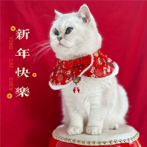 猫咪圣诞围脖红色衣服新年披风披肩围嘴装饰宠物狗狗装斗篷项圈-图1