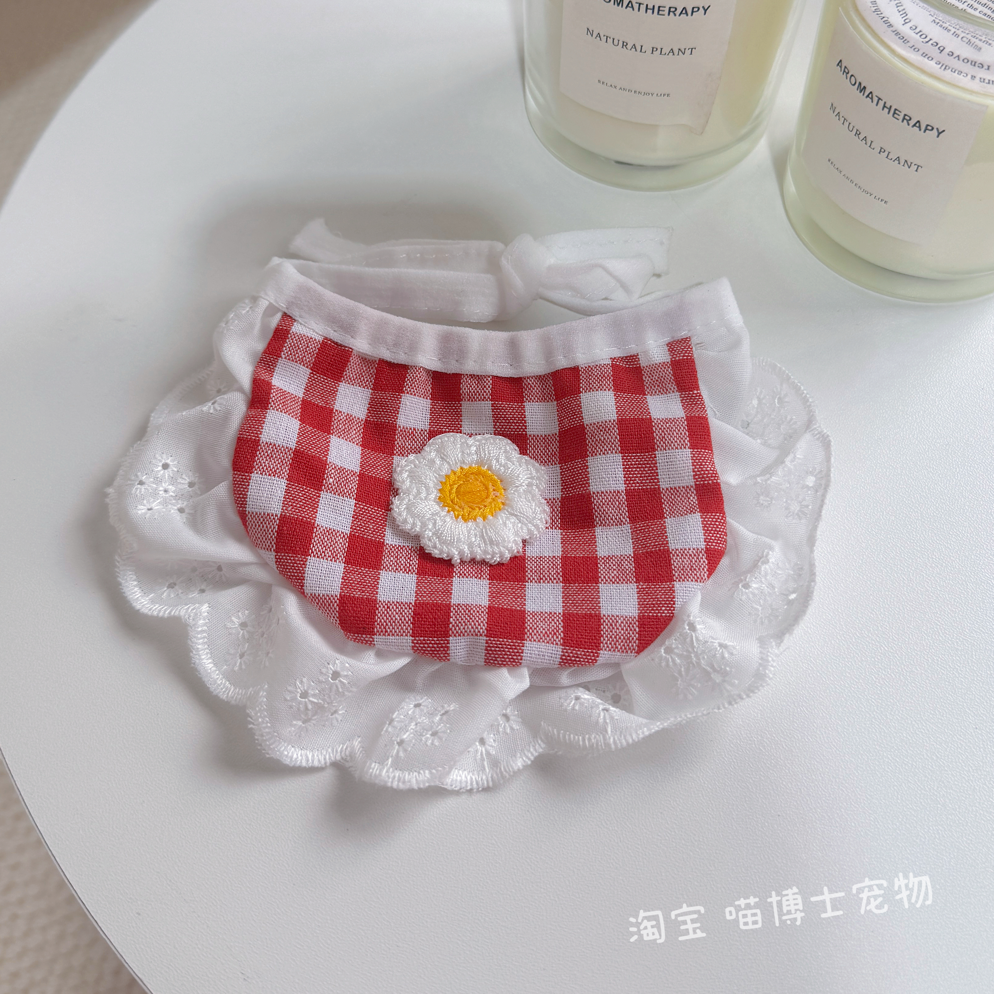 猫咪狗狗围脖宠物项圈围兜韩系口水巾蕾丝围领装饰品娃娃玩偶围嘴 - 图1