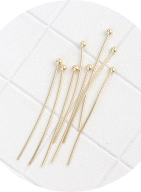 铜镀真金针珠头1份耳环发饰diy