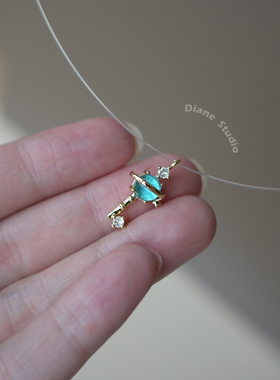 蓝色星球钥匙轻奢高级鱼线项链女