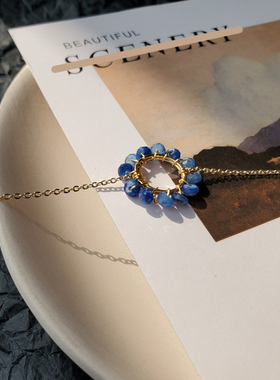 蓝色水晶珠手链女森系
