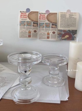 ins法式罗马柱玻璃烛台桌面