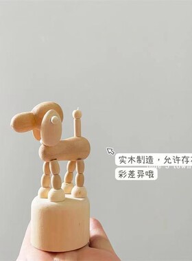 桌面动物小摆件摆件可爱木头
