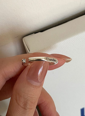 925通体纯银smile笑脸戒指女
