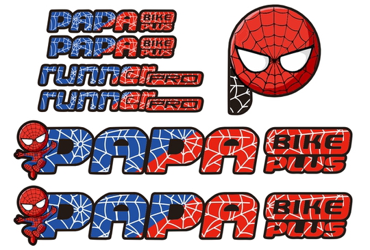 Papa balance bike frame cartoon dad takes me to ride