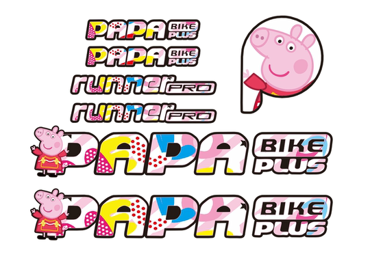 Papa balance bike frame cartoon dad takes me to ride
