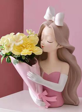 美睫打版展示娃娃捧花女孩摆件创意插花装饰品美睫店嫁接睫毛展示