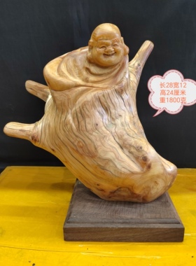 太行崖柏根雕摆件观音弥勒天然随型木雕雕件礼品陈化料老料工艺品
