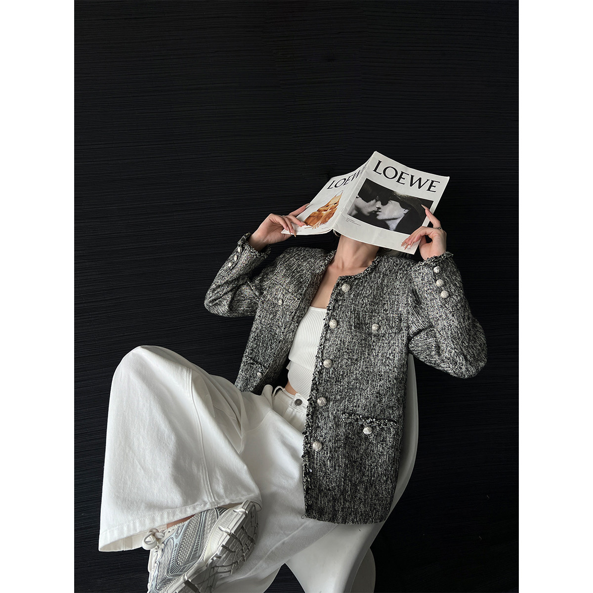 PAPERLLL辛间 香榭漫续 精致羊毛小香风上衣外套+高腰A字裤套装女,淘宝优惠券,粉丝福利购,淘宝优惠卷