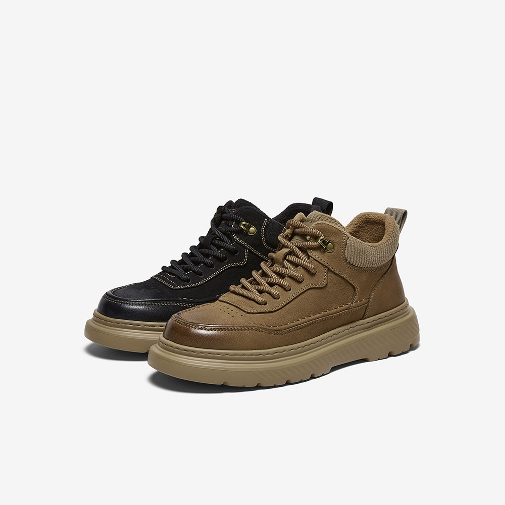 百思图2025冬季商场新款加绒工装板鞋户外运动男休闲鞋W9061DD5,淘宝优惠券,粉丝福利购,淘宝优惠卷