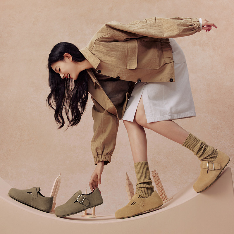 百思图春夏商场新款加绒软底勃肯鞋棉鞋女懒人一脚蹬BG196CM4,淘宝优惠券,粉丝福利购,淘宝优惠卷