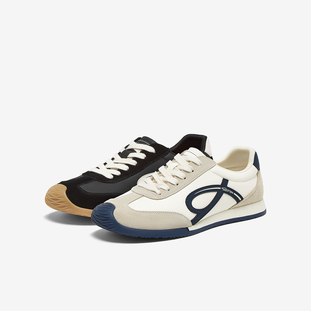 百思图2025秋新款潮流复古牛皮德训鞋男跑步鞋运动休闲鞋C5091CM5,淘宝优惠券,粉丝福利购,淘宝优惠卷