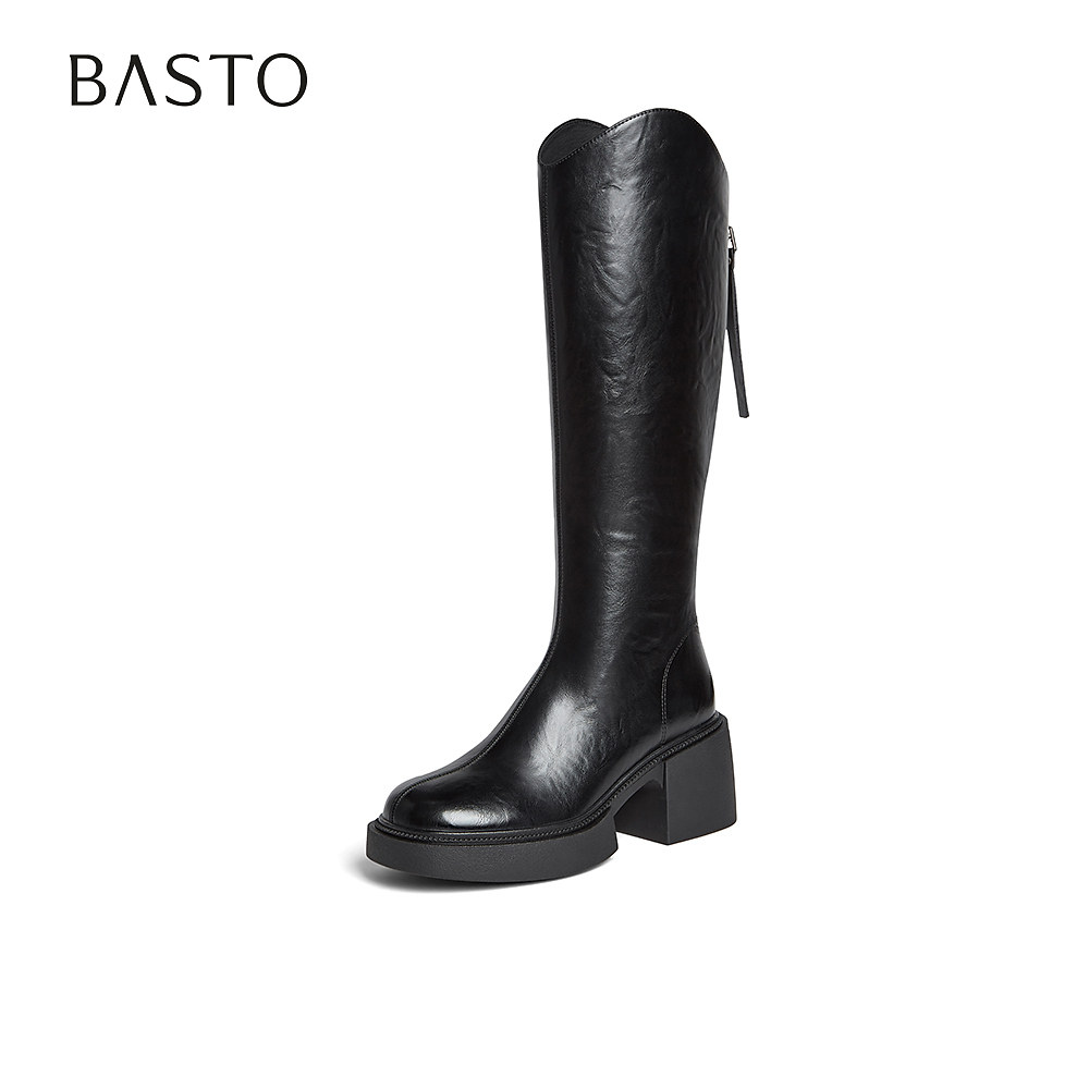 百思图2025冬季新款骑士靴时尚街头潮流通勤粗跟女长靴F3021DG5,淘宝优惠券,粉丝福利购,淘宝优惠卷