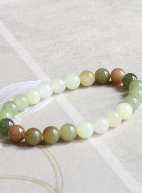 天然和田玉渐变圆珠手链证书